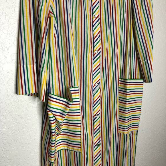 Vintage Models Coat white rainbow striped snap front house coat - Picture 3 of 14